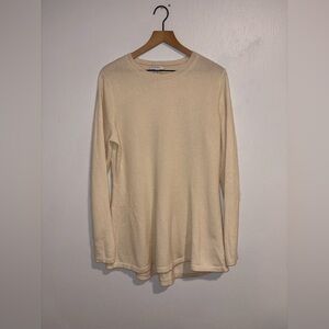 100% Cashmere Issac Mizrahi Live! Ivory Peplum Tunic Sweater Size Large